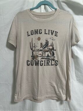 Long Live Cowgirls Graphic Tee - Beige Desert Print
